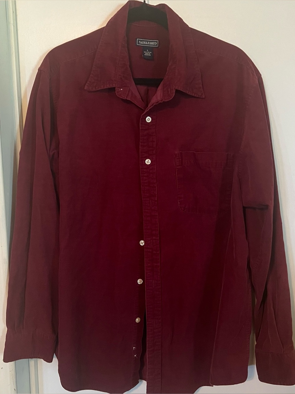 Saddlebred Men's Burgundy Corduroy Button-Down Shirt